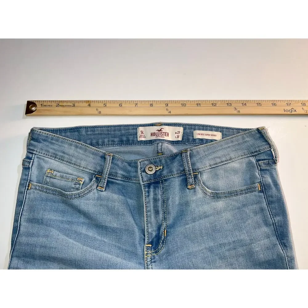 Hollister women’s distressed low rise super skinny blue jeans - Picture 7 of 12